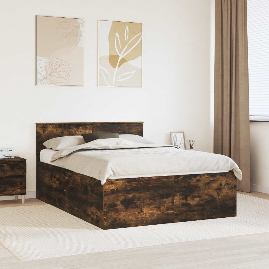 3408568_1.jpg vidaXL Rám postele Dymová dub 150 x 200 cm Kompozitné drevo – Obrázok 1