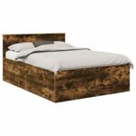 vidaXL Rám postele Dymová dub 150 x 200 cm Kompozitné drevo – Obrázok 2