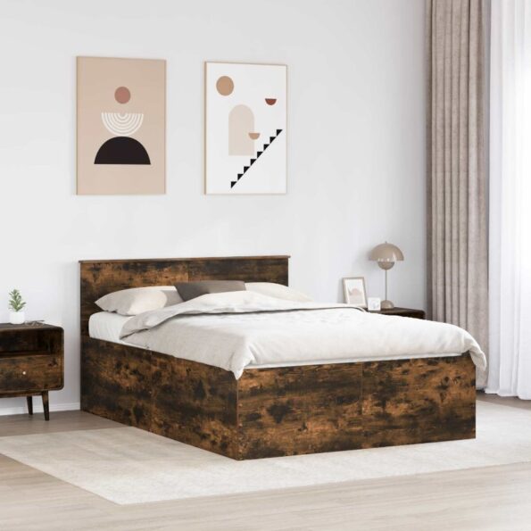 vidaXL Rám postele Dymová dub 150 x 200 cm Kompozitné drevo – Obrázok 3