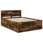 vidaXL Rám postele Dymová dub 150 x 200 cm Kompozitné drevo – Obrázok 4