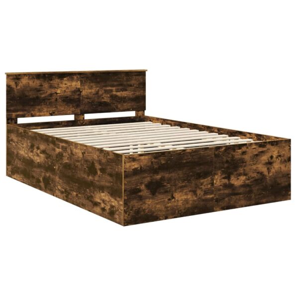 vidaXL Rám postele Dymová dub 150 x 200 cm Kompozitné drevo – Obrázok 4
