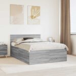 vidaXL Rám postele Sivý Sonoma 150 x 200 cm Kompozitné drevo