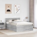 vidaXL Rám postele Sivý Sonoma 150 x 200 cm Kompozitné drevo – Obrázok 3