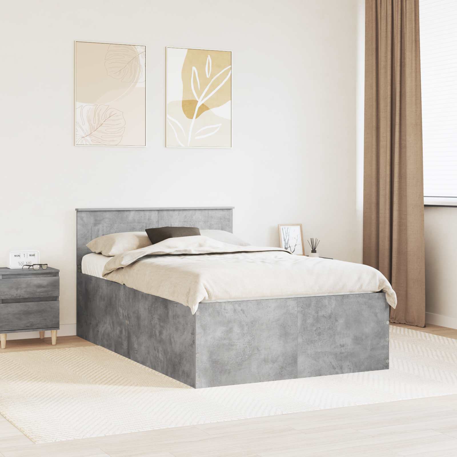 3408588_1.jpg vidaXL Rám postele Betónová šedá 135 x 190 cm Kompozitné drevo – Obrázok 1