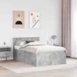 vidaXL Rám postele Betónová šedá 135 x 190 cm Kompozitné drevo – Obrázok 3