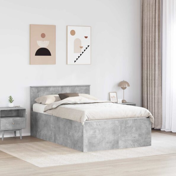 vidaXL Rám postele Betónová šedá 135 x 190 cm Kompozitné drevo – Obrázok 3