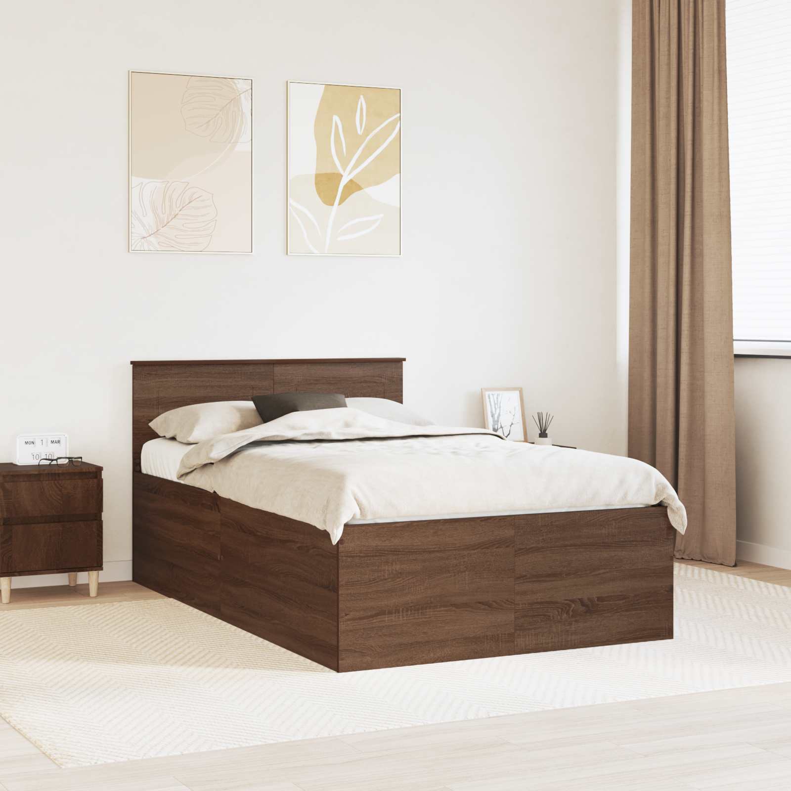3408591_1.jpg vidaXL Rám postele Hnedý dub 135 x 190 cm Kompozitné drevo – Obrázok 1