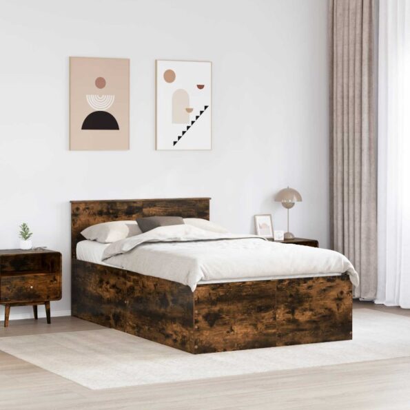vidaXL Rám postele Dymová dub 120 x 190 cm Kompozitné drevo – Obrázok 3