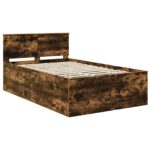 vidaXL Rám postele Dymová dub 120 x 190 cm Kompozitné drevo – Obrázok 4