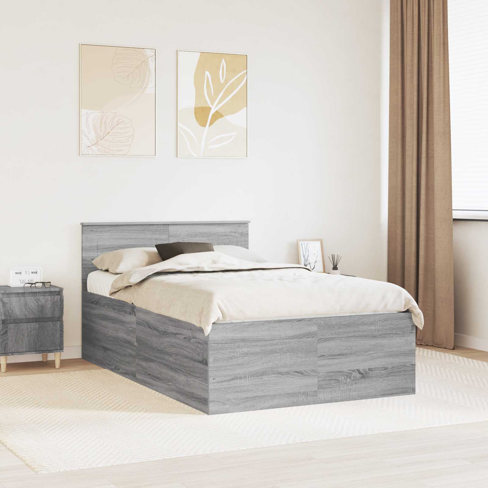 3408597_1.jpg vidaXL Rám postele Sivý Sonoma 120 x 190 cm Kompozitné drevo – Obrázok 1