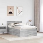 vidaXL Rám postele Sivý Sonoma 120 x 190 cm Kompozitné drevo – Obrázok 3