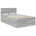 vidaXL Rám postele Sivý Sonoma 120 x 190 cm Kompozitné drevo – Obrázok 4