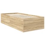 vidaXL Rám postele Sonoma dub 90 x 190 cm Kompozitné drevo – Obrázok 5