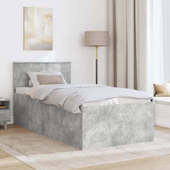 vidaXL Rám postele Betónová šedá 90 x 190 cm Kompozitné drevo – Obrázok 3