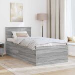 vidaXL Rám postele Sivý Sonoma 90 x 190 cm Kompozitné drevo – Obrázok 3