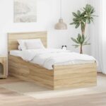 vidaXL Rám postele Sonoma dub 90 x 200 cm Kompozitné drevo