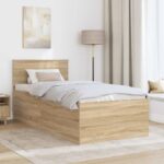 vidaXL Rám postele Sonoma dub 90 x 200 cm Kompozitné drevo – Obrázok 3