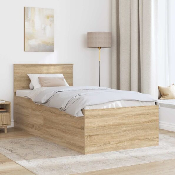 vidaXL Rám postele Sonoma dub 90 x 200 cm Kompozitné drevo – Obrázok 3