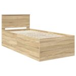 vidaXL Rám postele Sonoma dub 90 x 200 cm Kompozitné drevo – Obrázok 4