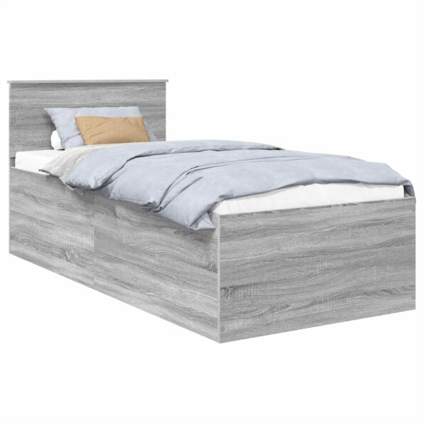 vidaXL Rám postele Sivý Sonoma 90 x 200 cm Kompozitné drevo – Obrázok 2