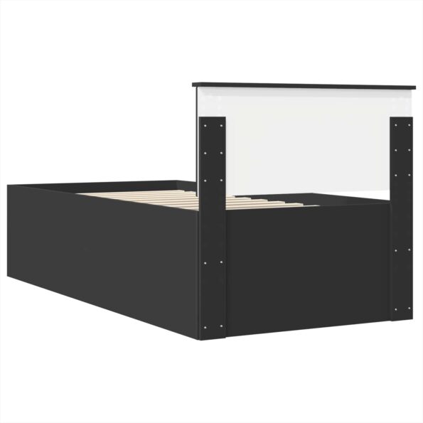 vidaXL Rám postele s čelnou doskou Čierna 75 x 190 cm Kompozitné drevo – Obrázok 9