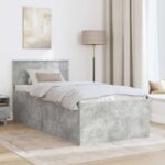 vidaXL Rám postele Betónová šedá 75 x 190 cm Kompozitné drevo – Obrázok 3