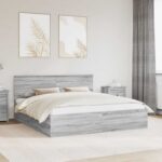 vidaXL Rám postele Sivý Sonoma 200 x 200 cm Kompozitné drevo