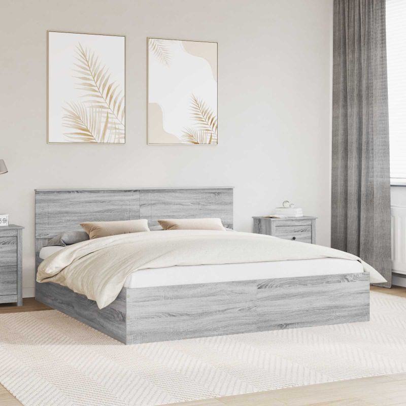 3408639_1.jpg vidaXL Rám postele Sivý Sonoma 200 x 200 cm Kompozitné drevo – Obrázok 1