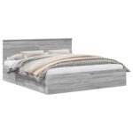 vidaXL Rám postele Sivý Sonoma 200 x 200 cm Kompozitné drevo – Obrázok 2