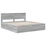 vidaXL Rám postele Sivý Sonoma 200 x 200 cm Kompozitné drevo – Obrázok 4