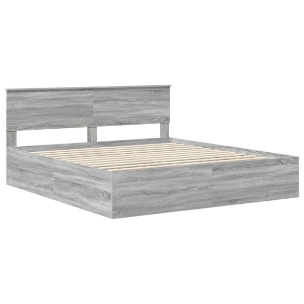 vidaXL Rám postele Sivý Sonoma 200 x 200 cm Kompozitné drevo – Obrázok 4
