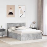 vidaXL Rám postele Betónová šedá 150 x 200 cm Kompozitné drevo – Obrázok 3