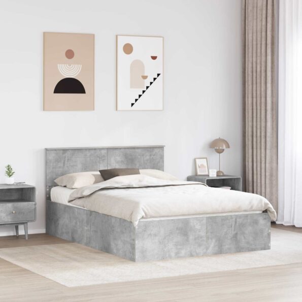 vidaXL Rám postele Betónová šedá 150 x 200 cm Kompozitné drevo – Obrázok 3