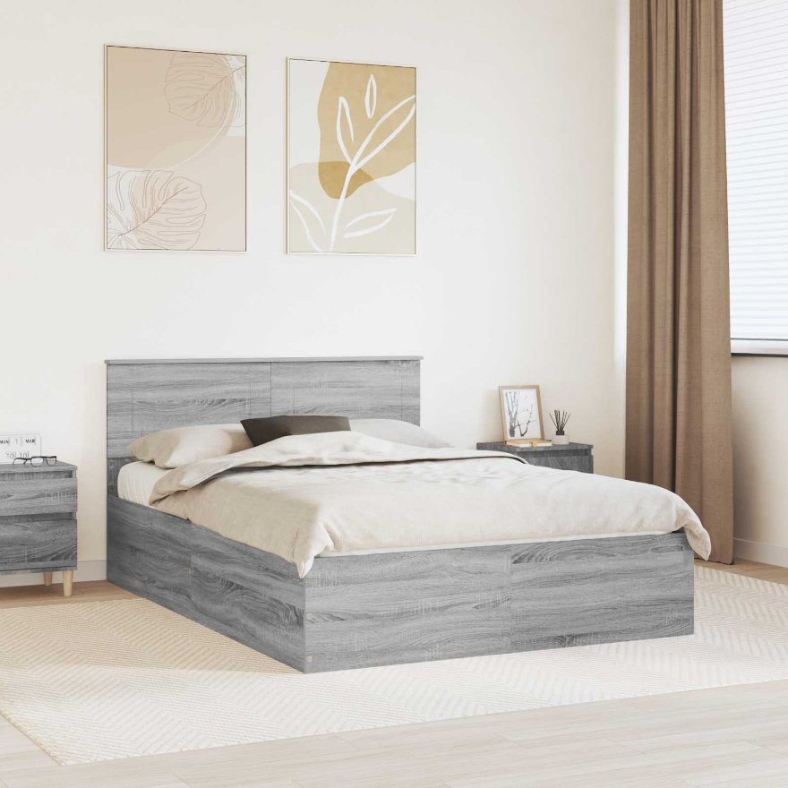 3408660_1.jpg vidaXL Rám postele Sivý Sonoma 150 x 200 cm Kompozitné drevo – Obrázok 1