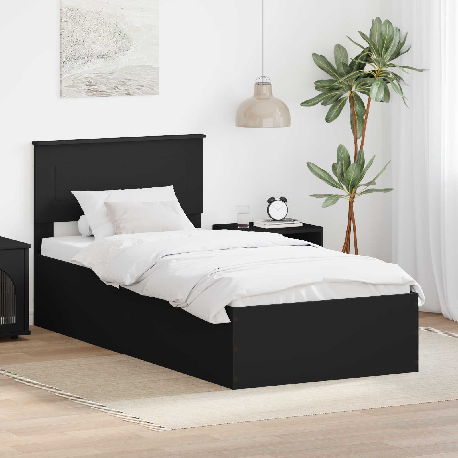 3408698_1.jpg vidaXL Rám postele Čierna 100 x 200 cm Kompozitné drevo – Obrázok 1