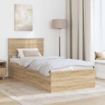 vidaXL Rám postele Sonoma dub 100 x 200 cm Kompozitné drevo – Obrázok 3