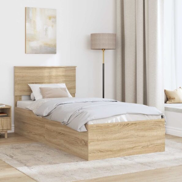 vidaXL Rám postele Sonoma dub 100 x 200 cm Kompozitné drevo – Obrázok 3