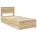 vidaXL Rám postele Sonoma dub 100 x 200 cm Kompozitné drevo – Obrázok 4