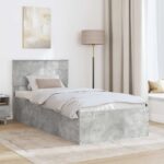vidaXL Rám postele Betónová šedá 100 x 200 cm Kompozitné drevo – Obrázok 3