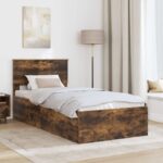 vidaXL Rám postele Dymová dub 100 x 200 cm Kompozitné drevo – Obrázok 3