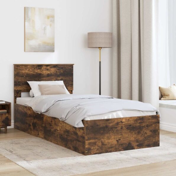 vidaXL Rám postele Dymová dub 100 x 200 cm Kompozitné drevo – Obrázok 3