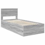 vidaXL Rám postele Sivý Sonoma 100 x 200 cm Kompozitné drevo – Obrázok 3