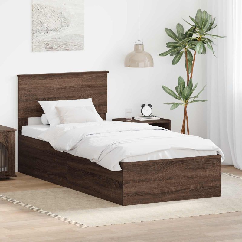3408703_1.jpg vidaXL Rám postele Hnedý dub 100 x 200 cm Kompozitné drevo – Obrázok 1