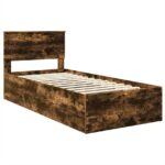 vidaXL Rám postele Dymová dub 90 x 190 cm Kompozitné drevo – Obrázok 4