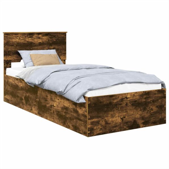 vidaXL Rám postele Dymová dub 90 x 200 cm Kompozitné drevo – Obrázok 2