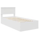 vidaXL Rám postele s čelnou doskou Biela 75 x 190 cm Kompozitné drevo – Obrázok 4