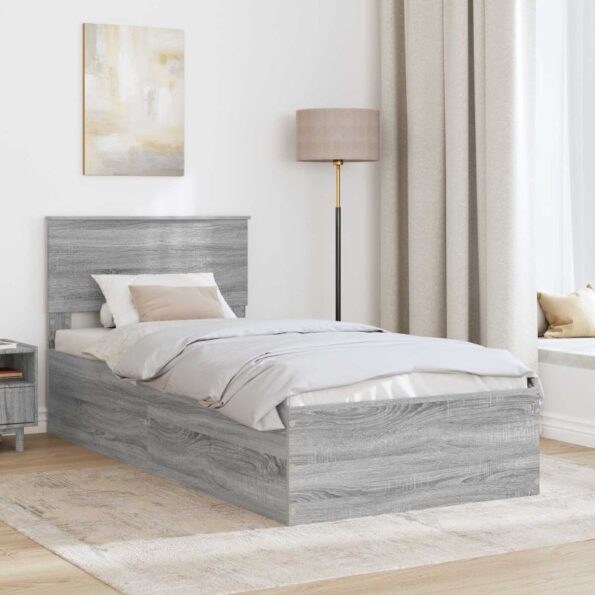 vidaXL Rám postele Sivý Sonoma 75 x 190 cm Kompozitné drevo – Obrázok 3