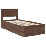 vidaXL Rám postele Hnedý dub 75 x 190 cm Kompozitné drevo – Obrázok 4