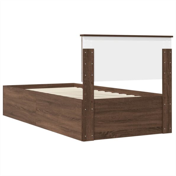vidaXL Rám postele Hnedý dub 75 x 190 cm Kompozitné drevo – Obrázok 9