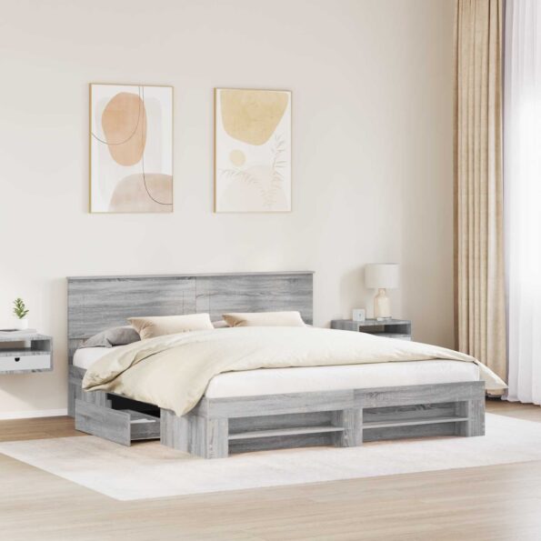 vidaXL Rám postele Sivý Sonoma 180 x 200 cm Kompozitné drevo – Obrázok 3